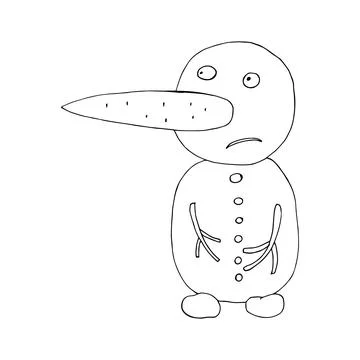 Vector outline of a snowman Stock Illustration