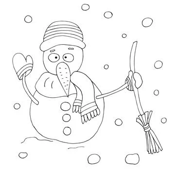 Vector outline of a snowman Stock Illustration