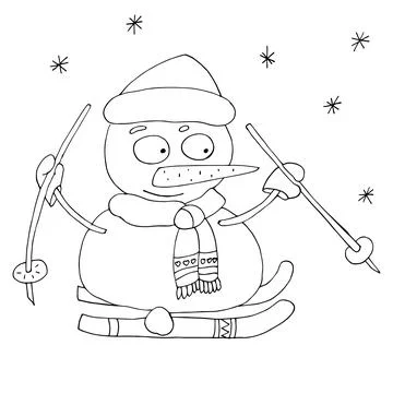 Vector outline of a snowman Stock Illustration