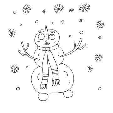Vector outline of a snowman Stock Illustration