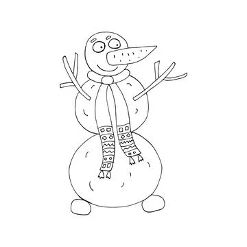 Vector outline of a snowman Stock Illustration