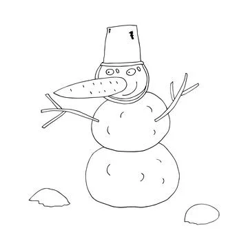Vector outline of a snowman Stock Illustration