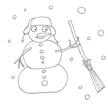 Vector outline of a snowman Stock Illustration