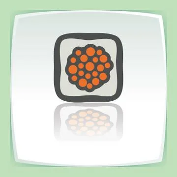 Vector outline sushi rice roll with caviar japan food icon. Modern logo. Stock Illustration