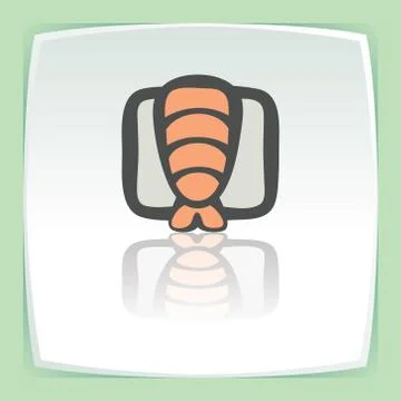 Vector outline sushi rice roll with shrimp japan food icon. Modern logo. Illustrazione stock