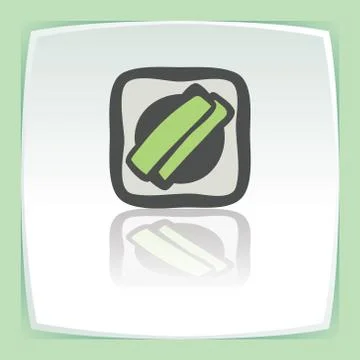 Vector outline sushi rice roll with green grass japan food icon. Modern. Stock Illustration