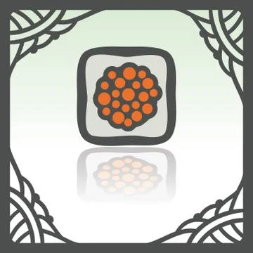 Vector outline sushi rice roll with caviar japan food icon. Modern logo. Illustrazione stock