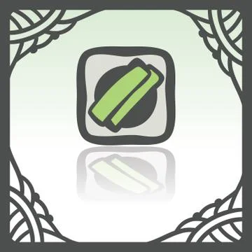 Vector outline sushi rice roll with green grass japan food icon. Modern. Stock Illustration