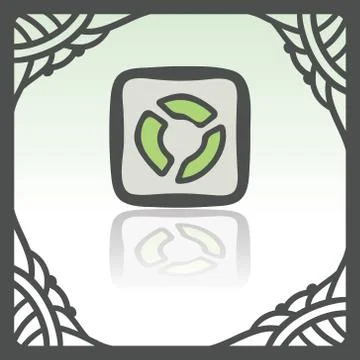 Vector outline sushi rice roll with green grass japan food icon. Modern. Stock Illustration