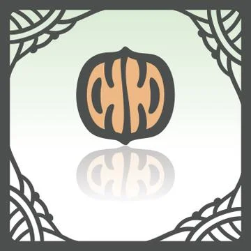 Vector outline walnut icon. Modern infographic logo and pictogram. Stock Illustration