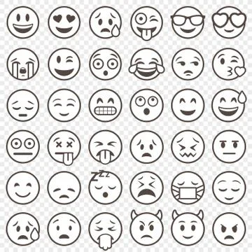Vector Outlined Emoticon big set Stock Illustration