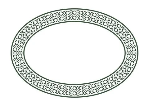 Vector oval frame with arabesques and floral patterns. Egyptian, Assyrian Stock Illustration