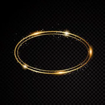Vector oval frame. Shining circle banner. Isolated on black transparent Stock Illustration