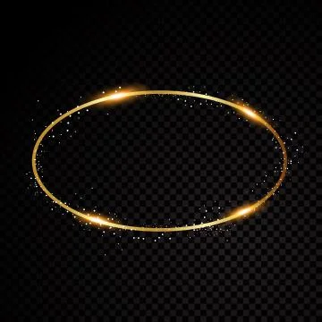 Vector oval frame. Shining circle banner. Isolated on black transparent Stock Illustration
