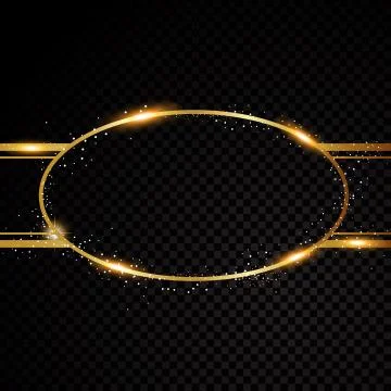Vector oval frame. Shining circle banner. Isolated on black transparent Stock Illustration