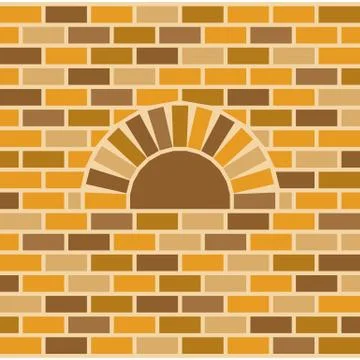 Vector oven and brick wall, four shades, seamless pattern Illustrazione stock