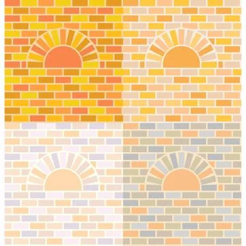 Vector oven and brick wall, four shades, seamless pattern 스톡 일러스트