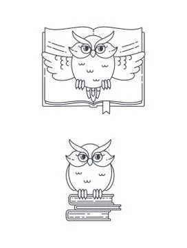 Vector owl and books Stock Illustration