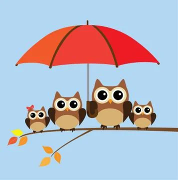 Vector Owl Family Stock Illustration