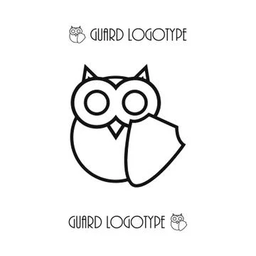 Vector owl logo with shell, symbol of education security イラスト素材