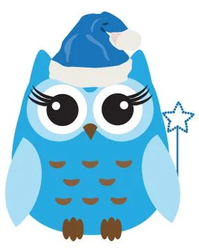 Vector Owl in Santa Hat Illustrazione stock