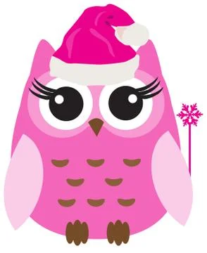 Vector Owl in Santa Hat Stock Illustration