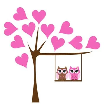 Vector Owl Swinging. Stock Illustration