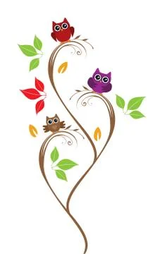Vector owl tree Stock Illustration