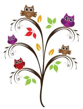 Vector owl tree Stock Illustration