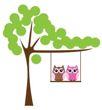 Vector Owl Tree Stock Illustration