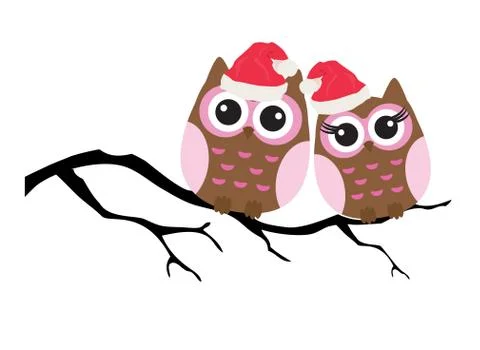 Vector owls Christmas イラスト素材