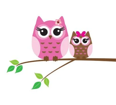 Vector Owls In the Tree Branch Stock Illustration