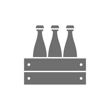 Vector pack of beer bottles grey icon. 스톡 일러스트