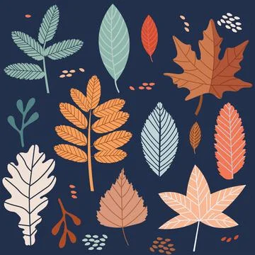 Vector pack of bright colorful autumn leaves Stock Illustration