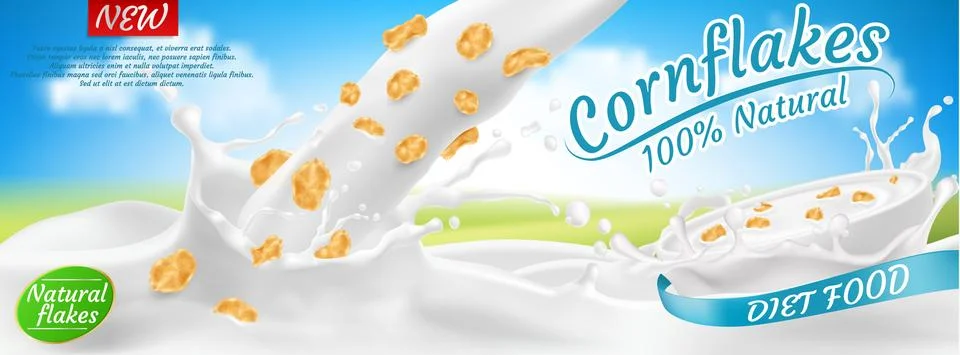 Vector package design of cornflakes in milk Stock-Illustration