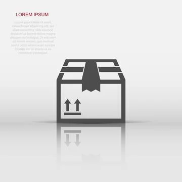 Vector packaging box icon in flat style. Shipping pack sign illustration pi.. 库存插图