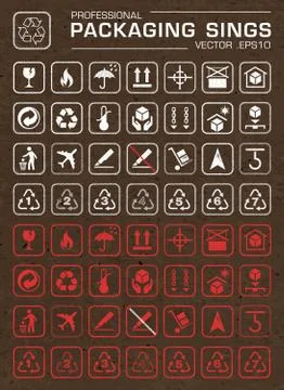 Vector Packaging Grunge Icons Set Stock Illustration