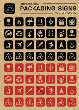 Vector Packaging Grunge Icons Set Stock Illustration