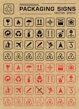 Vector Packaging Grunge Icons Set Stock Illustration