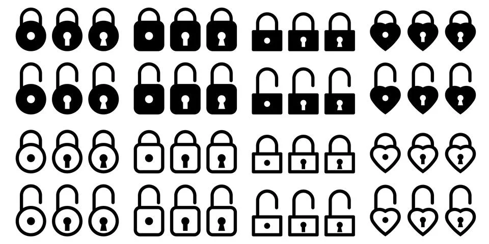 Vector Padlock Icons Locked and Unlocked Styles Illustrazione stock