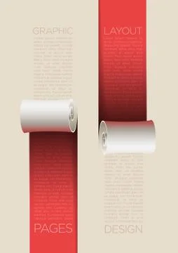 Vector page design layout with curled paper. Stock Illustration