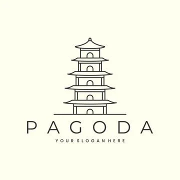 Vector pagoda with linear style logo vector illustration icon template design Stock Illustration