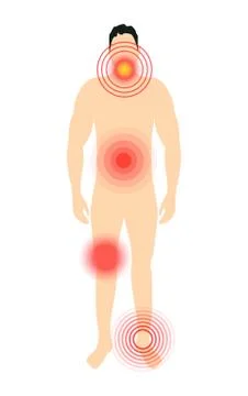 Vector pain target hurt red circle. Pain marker on body Stock Illustration