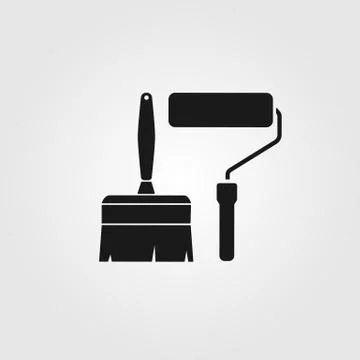 Vector paint brush and roller icons Illustrazione stock
