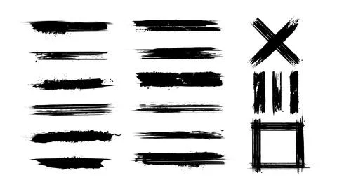 Vector Paint Brush Stroke Lines Set Ink Splat Transparent Background Stock Illustration