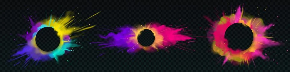 Vector paint powder explotion with circle banner Illustrazione stock