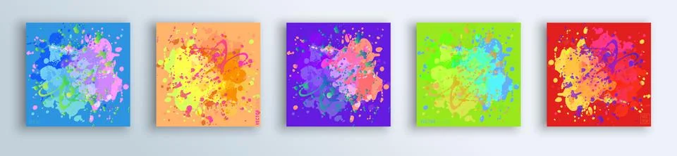 Vector paint splash background template set for brochure, poster or flyer Stock Illustration