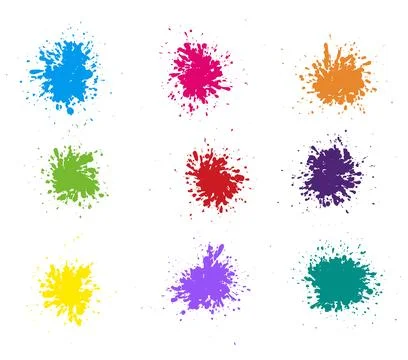 Vector paint splatters.Colorful paint splashes. Stock Illustration