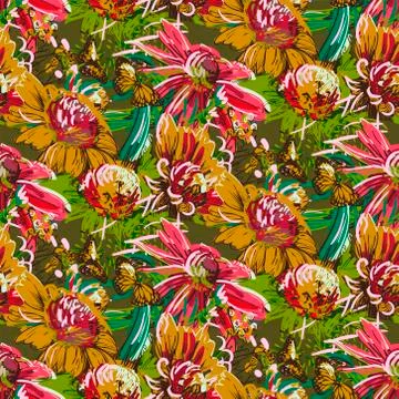 Vector paint style design flower colorful orange Stock Illustration