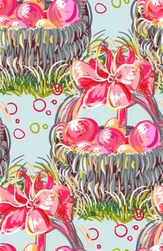 Vector paint style design flower colorful basket Stock Illustration